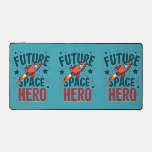 Toekomstige Space Hero Retro Rocket Ship Ontwerp Bureaumat (Voorkant)