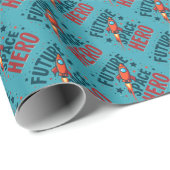 Toekomstige Space Hero Retro Rocket Ship Ontwerp Cadeaupapier (Rol Hoek)