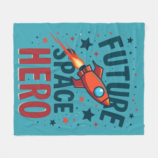 Toekomstige Space Hero Retro Rocket Ship Ontwerp Fleece Deken (Voorkant (Horizontaal))