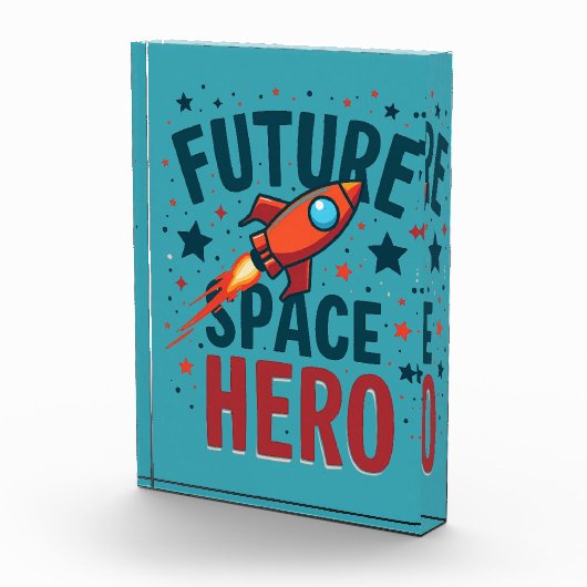Toekomstige Space Hero Retro Rocket Ship Ontwerp Fotoblokken (Rechts)