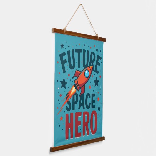 Toekomstige Space Hero Retro Rocket Ship Ontwerp Hangend Wandkleed (Gebogen)