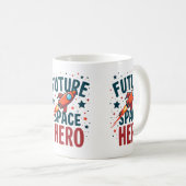 Toekomstige Space Hero Retro Rocket Ship Ontwerp Koffiemok (Voorkant rechts)