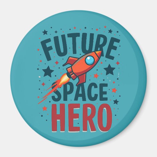 Toekomstige Space Hero Retro Rocket Ship Ontwerp Magneet (Voorkant)