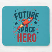 Toekomstige Space Hero Retro Rocket Ship Ontwerp Muismat (Voorkant)