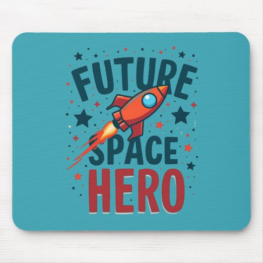 Toekomstige Space Hero Retro Rocket Ship Ontwerp Muismat (Voorkant)