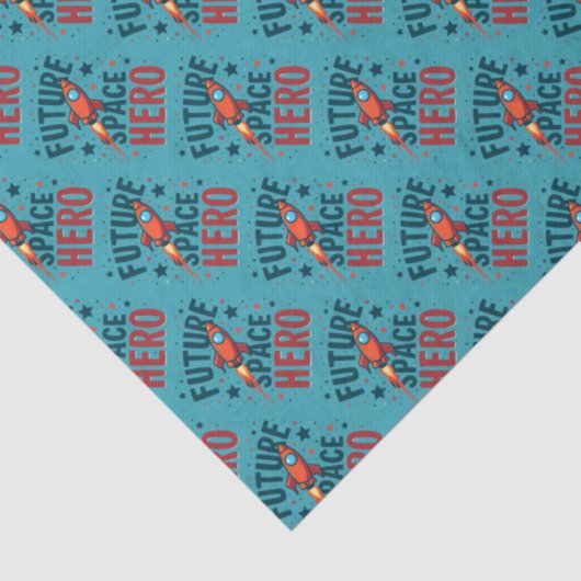 Toekomstige Space Hero Retro Rocket Ship Ontwerp Tissuepapier (Detail)