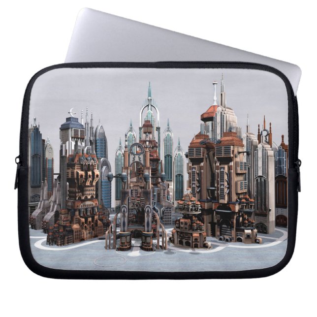 Toekomstige Stad Laptop Sleeve (Voorkant)