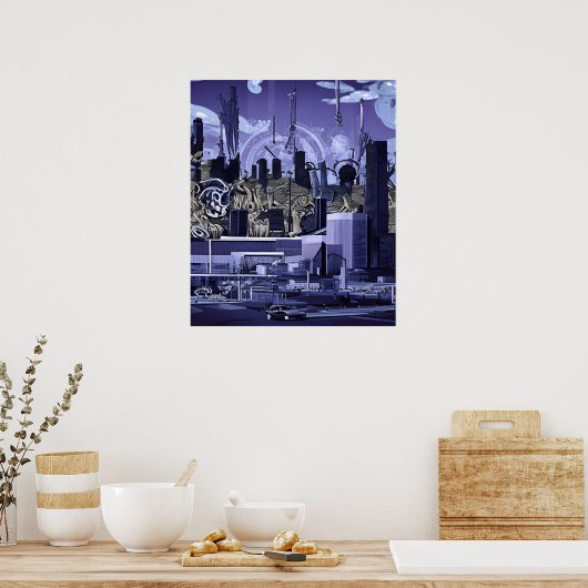 Toekomstige stad poster (Keuken)