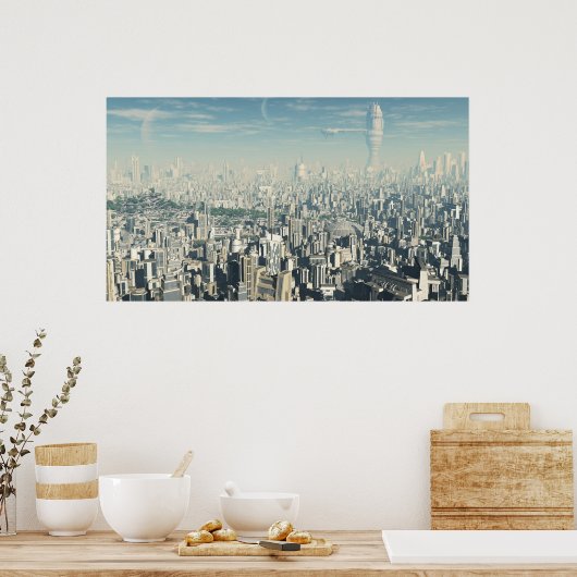 Toekomstige stad - Poster (Keuken)