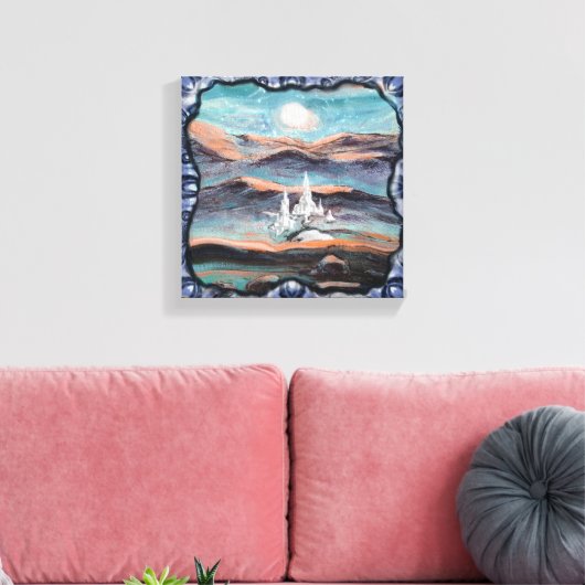 Toekomstige stad van licht canvas afdruk (Insitu (Woonkamer))