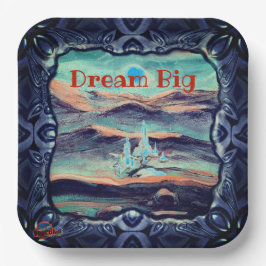 Toekomstige stad van licht droomgroot papieren bordje