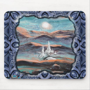 Toekomstige stad van licht muismat