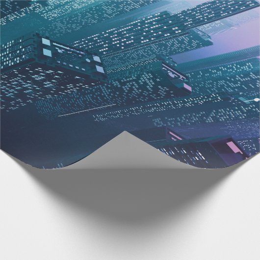 Toekomstige stadscentrum met wolkenkrabbers in neo cadeaupapier (Hoek)