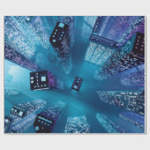 Toekomstige stadscentrum met wolkenkrabbers in neo cadeaupapier (Vlak)