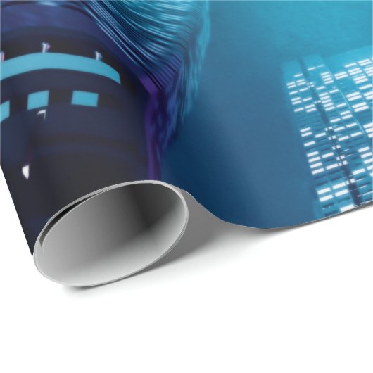 Toekomstige stadscentrum met wolkenkrabbers in neo cadeaupapier (Rol Hoek)