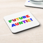 Toekomstige tante primaire kleuren T-shirts en ges Onderzetter (Linkerzijde)