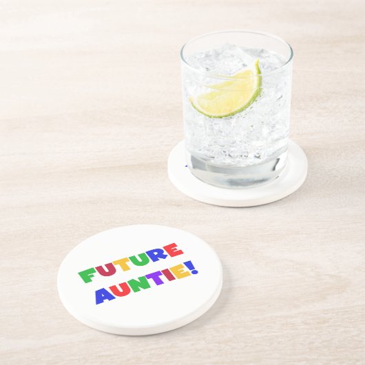 Toekomstige tante primaire kleuren T-shirts en ges Zandsteen Onderzetter (Zijkant)