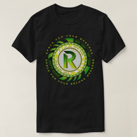 Toekomstige Tech Letter R Typografie Aangepaste Te T-shirt (Design voorkant)