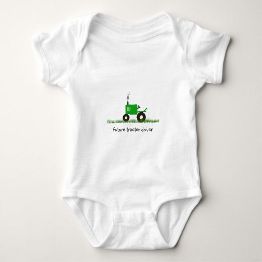 "Toekomstige Tractor Driver" Baby Green Tractor Romper (Voorkant)