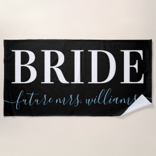 Toekomstige typografie mevrouw bruid blauw strandlaken