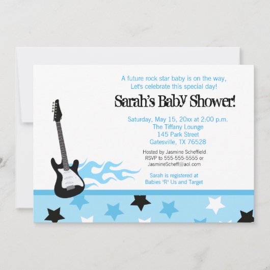 Toekomstige uitnodiging tot Baby shower van Rocker (Voorkant)