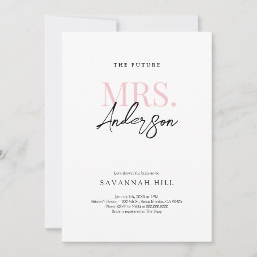 Toekomstige uitnodiging van mevrouw Simple Modern  (Voorkant)