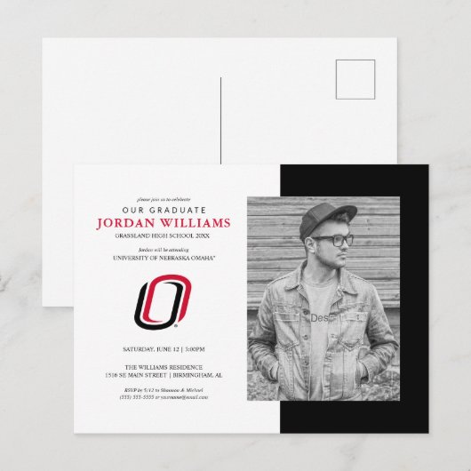 Toekomstige UNO Mavericks afgestudeerde Aankondigingskaart (Voorkant / Achterkant)