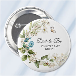 Toekomstige Vader, Blauwe Baby Shower/Brunch met M Ronde Button 5,7 Cm