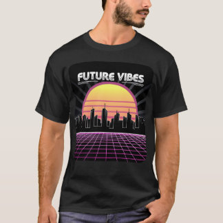 Toekomstige Vibes Synthwave Zonsondergang Raster R T-shirt