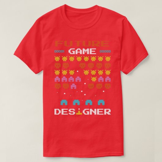 Toekomstige videospelontwikkelaar Arcade Designer T-shirt (Design voorkant)