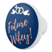 Toekomstige vrouw Love Birds in Deep Blue Keramische Knop (Rechts)