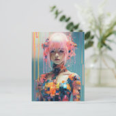 Toekomstige vrouw met roze haar briefkaart (Staand voorkant)