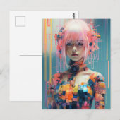 Toekomstige vrouw met roze haar briefkaart (Voorkant / Achterkant)