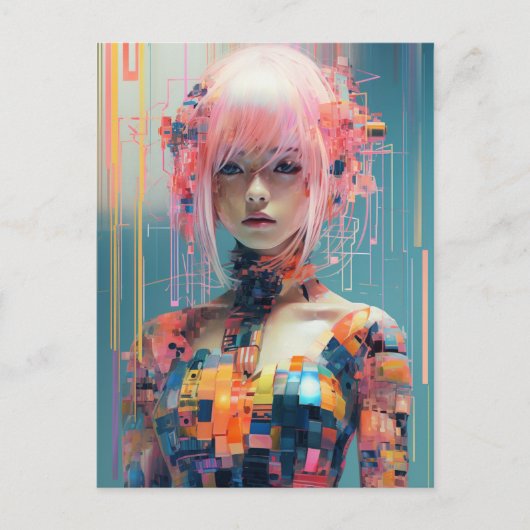 Toekomstige vrouw met roze haar briefkaart (Voorkant)