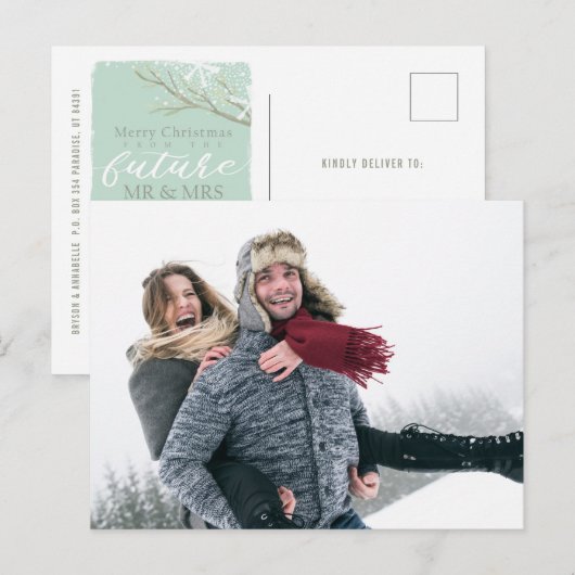 Toekomstige Waterverf van de heer en mevrouw Winte Aankondigingskaart (Voorkant / Achterkant)