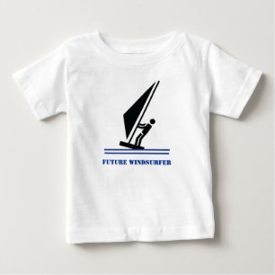 Toekomstige windsurfer zwart, blauw windsurfen op 