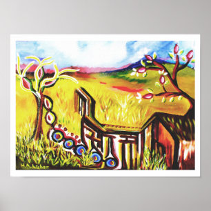 Toekomstige zomer in het plattelandskunst poster