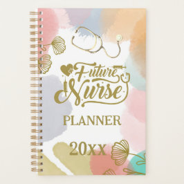 Toekomstige zurengemiddelde Moderne Waterverf Gold Planner