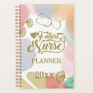 Toekomstige zurengemiddelde Moderne Waterverf Gold Planner