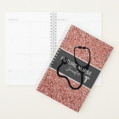 Toekomstige zurenroze Rose Gold Glitter op maat Planner (Display)