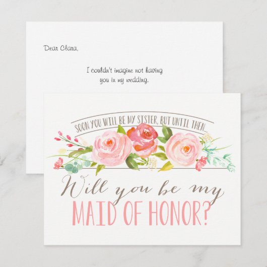 Toekomstige zus | bruidsmeisje kaart (Voorkant / Achterkant)