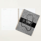 Toekomstige zwarte zure zilver Glitter Stethoscoop Planner (Display)