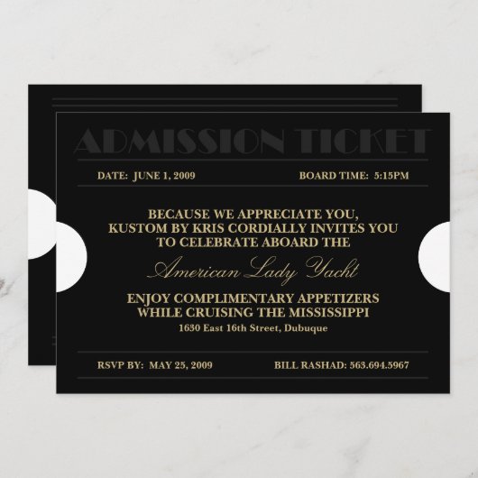 Toelating 5x7 Uitnodigingen (Voorkant / Achterkant)