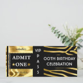 Toelating Birthday Party Zebra Gold Black Kaart (Staand voorkant)