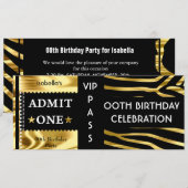 Toelating Birthday Party Zebra Gold Black Kaart (Voorkant / Achterkant)