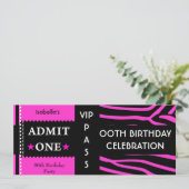 Toelating Birthday Party Zebra Hot Pink Black Kaart (Staand voorkant)