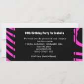 Toelating Birthday Party Zebra Hot Pink Black Kaart (Achterkant)