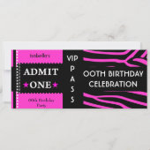 Toelating Birthday Party Zebra Hot Pink Black Kaart (Voorkant)