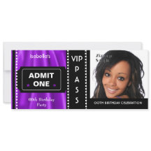 Toelating Ticket Birthday Party Foto Paars Black