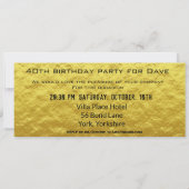 Toelating Ticket Birthday Party Gold en Black Kaart (Achterkant)